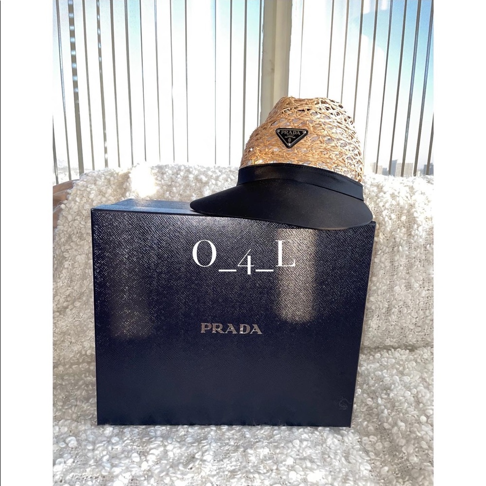 Prada Nylon and Raffia Visor/Cap